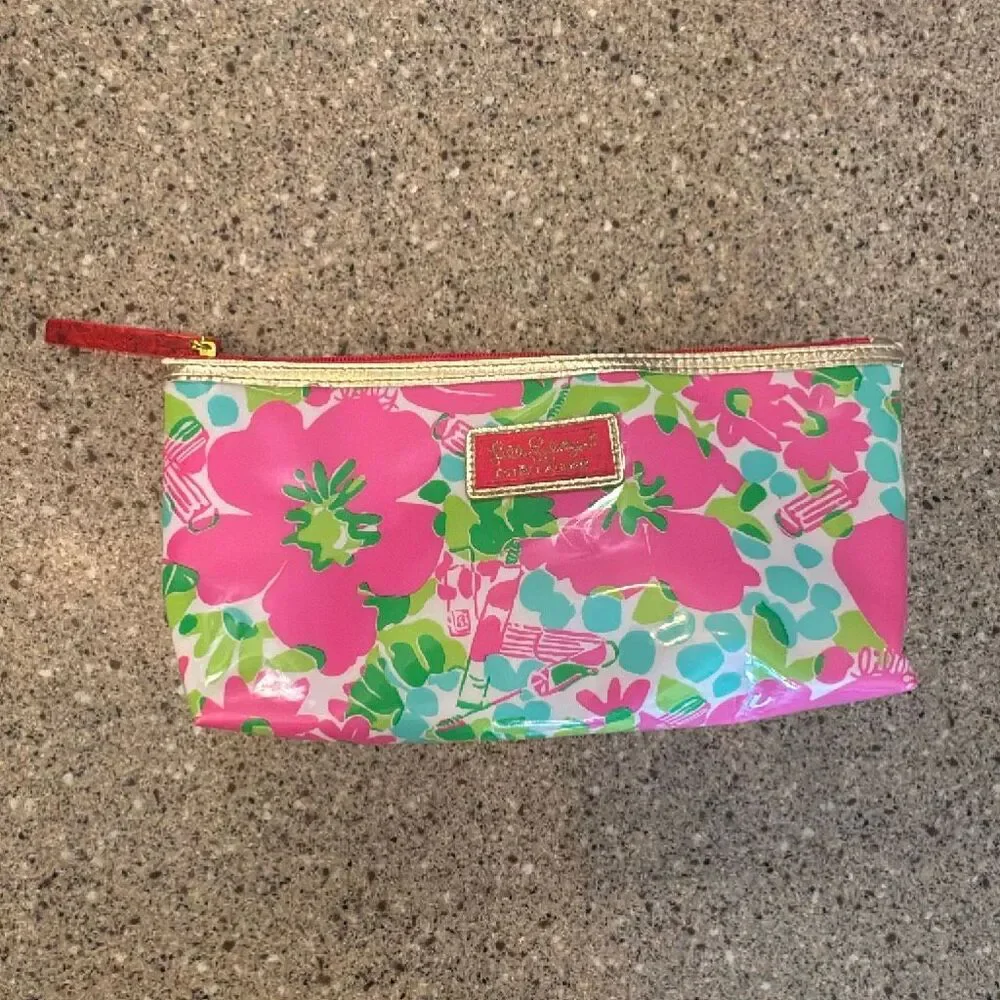 LILLY PULITZER X ESTEE LAUDER Pink Green Floral Lipstick Mascara Print Makeup Zi
